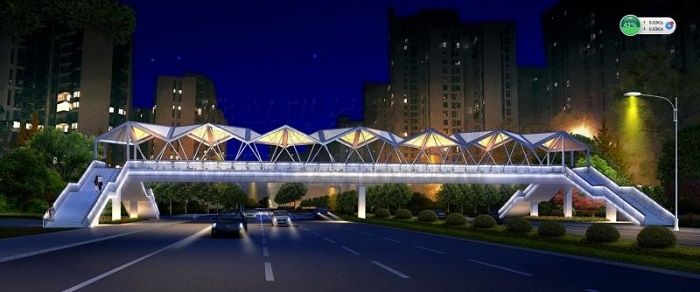 燁興-長沙梅溪湖天橋膜結構工程正在施工中